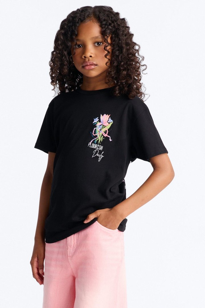 Mini Flourish Short Sleeve Tee - Black