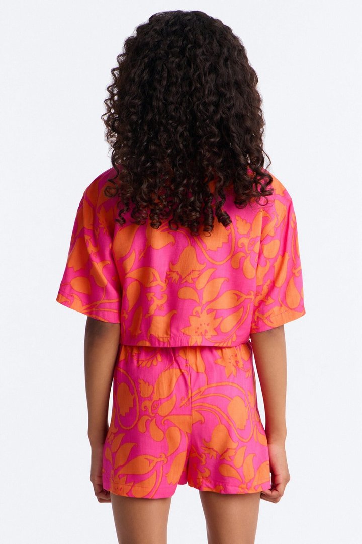 Mini Vacay Vibes Tropical Short Set - Pink/combo