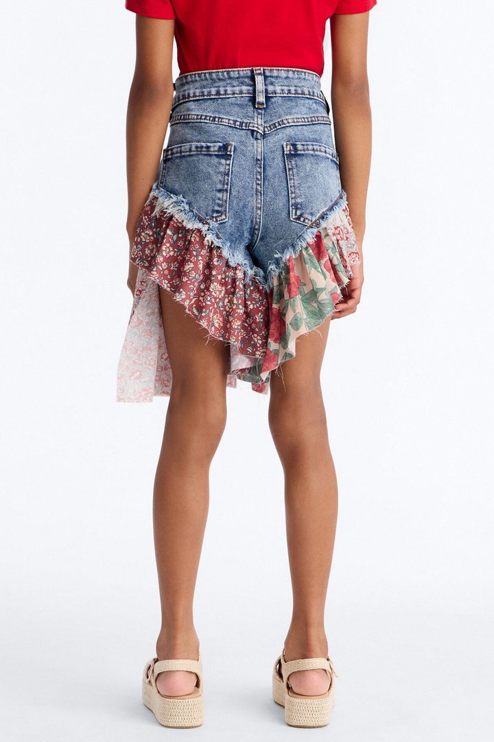 Mini Wildwood Floral Denim Shorts - Dark Wash