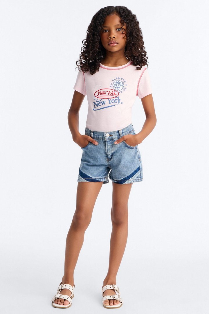 Mini New York All Glamour Short Sleeve Tee - Light Pink
