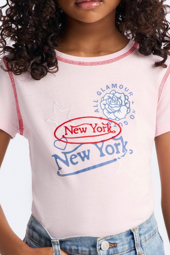 Mini New York All Glamour Short Sleeve Tee - Light Pink