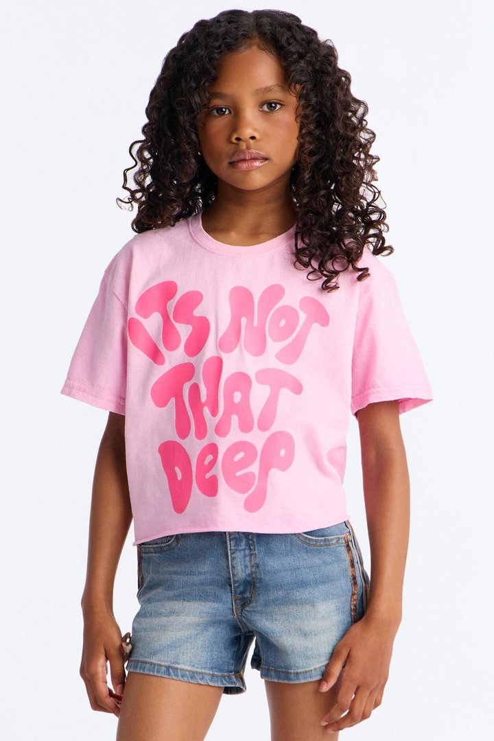 Mini It's Not That Deep Mineral Wash Short Sleeve Tee - Pink