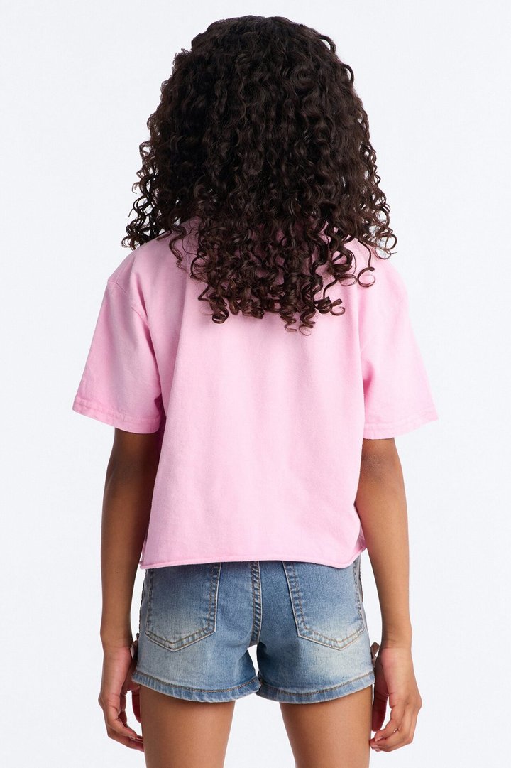 Mini It's Not That Deep Mineral Wash Short Sleeve Tee - Pink