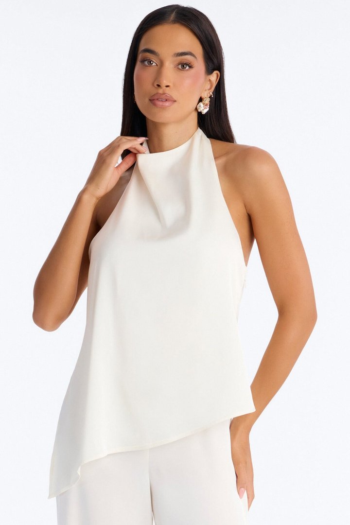 Joana Satin Draped Jumpsuit - Ivory