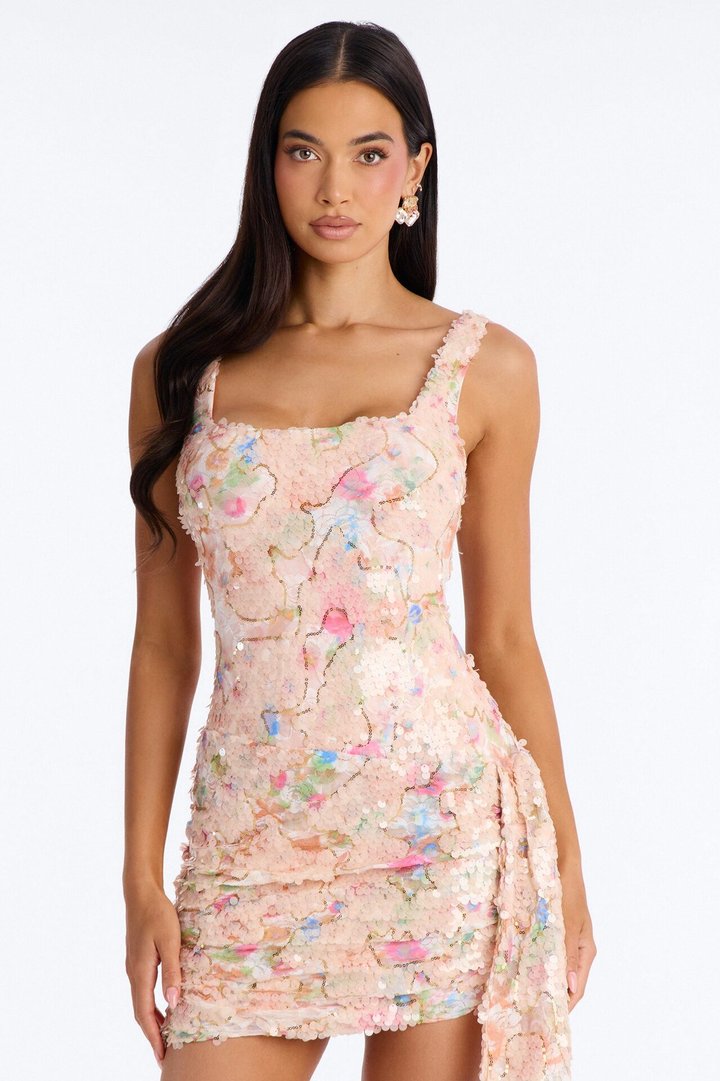 Felicia Floral Sequin Mini Dress - Multi Color
