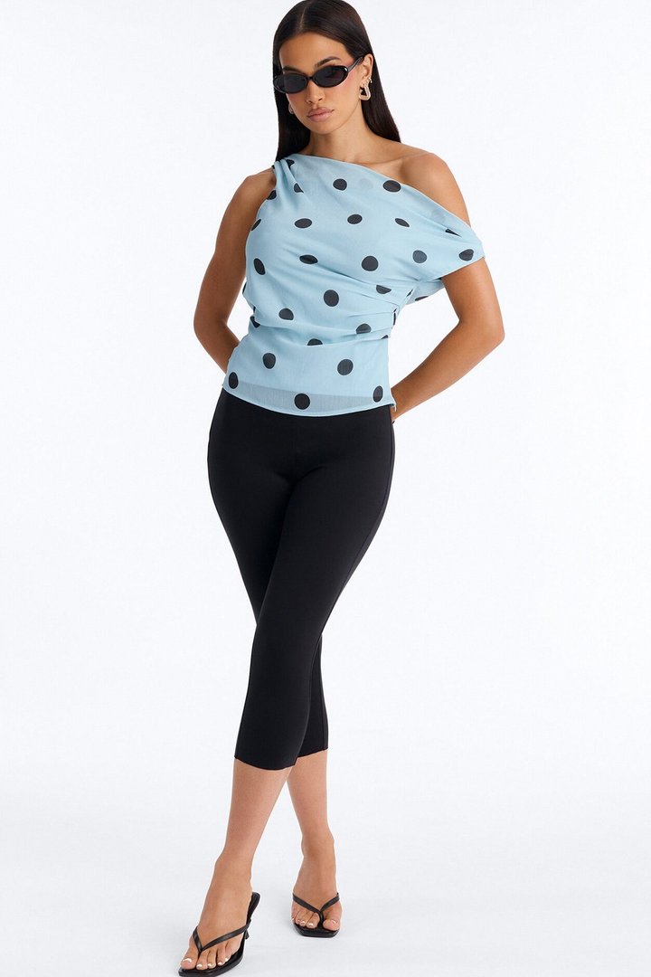 Just Being Me Polka Dot Chiffon Top - Blue/combo