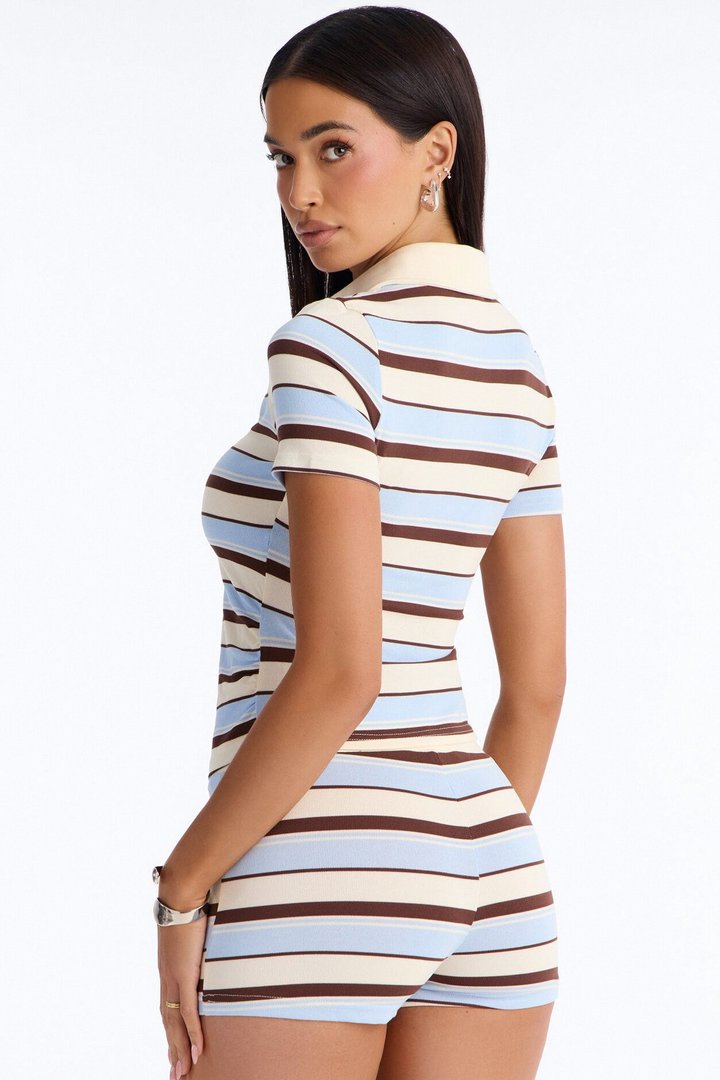 Bella Striped Short Set - Blue/combo