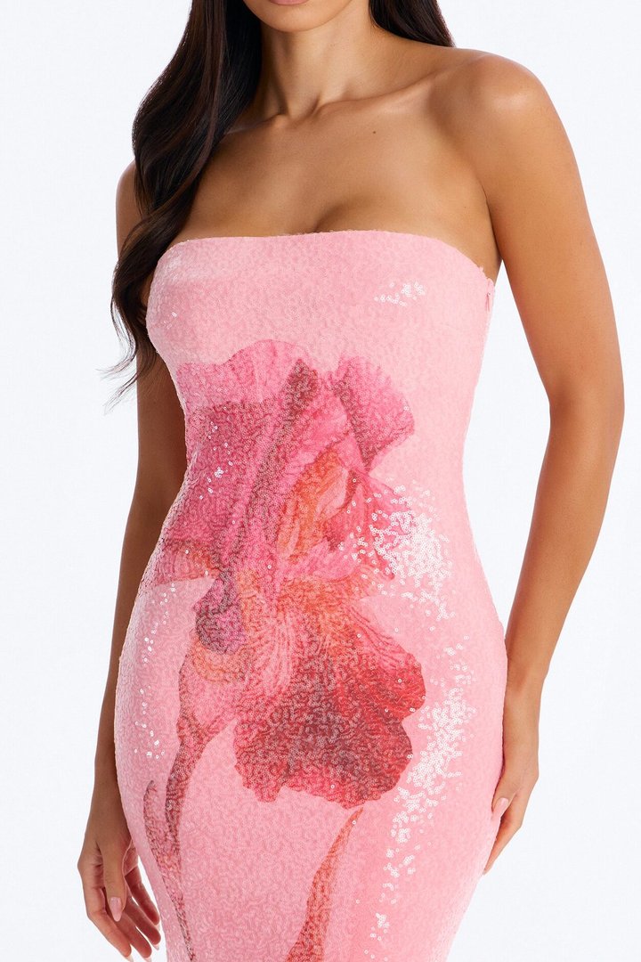 Glimmering Summer Sequin Maxi Dress - Pink/combo