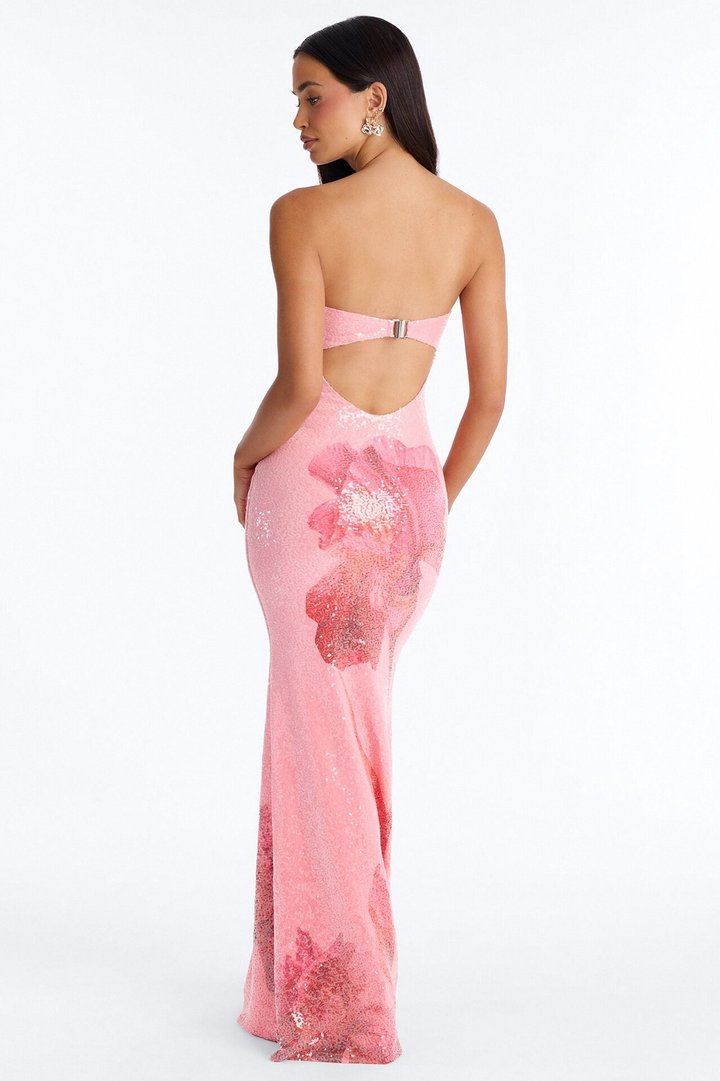 Glimmering Summer Sequin Maxi Dress - Pink/combo