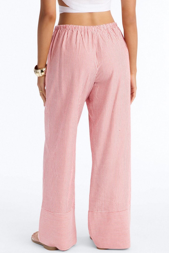 Suddenly I See Wide Leg Striped Pant - Tomato Red/combo