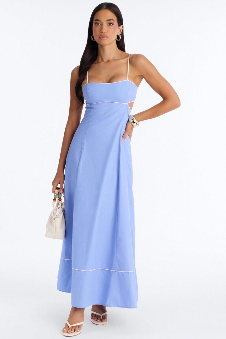 Casual Crush Poplin Maxi Dress - Light Blue