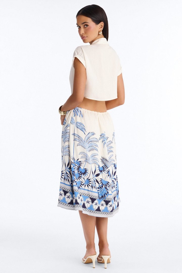 Kalani Shirt Midi Dress - White/Blue