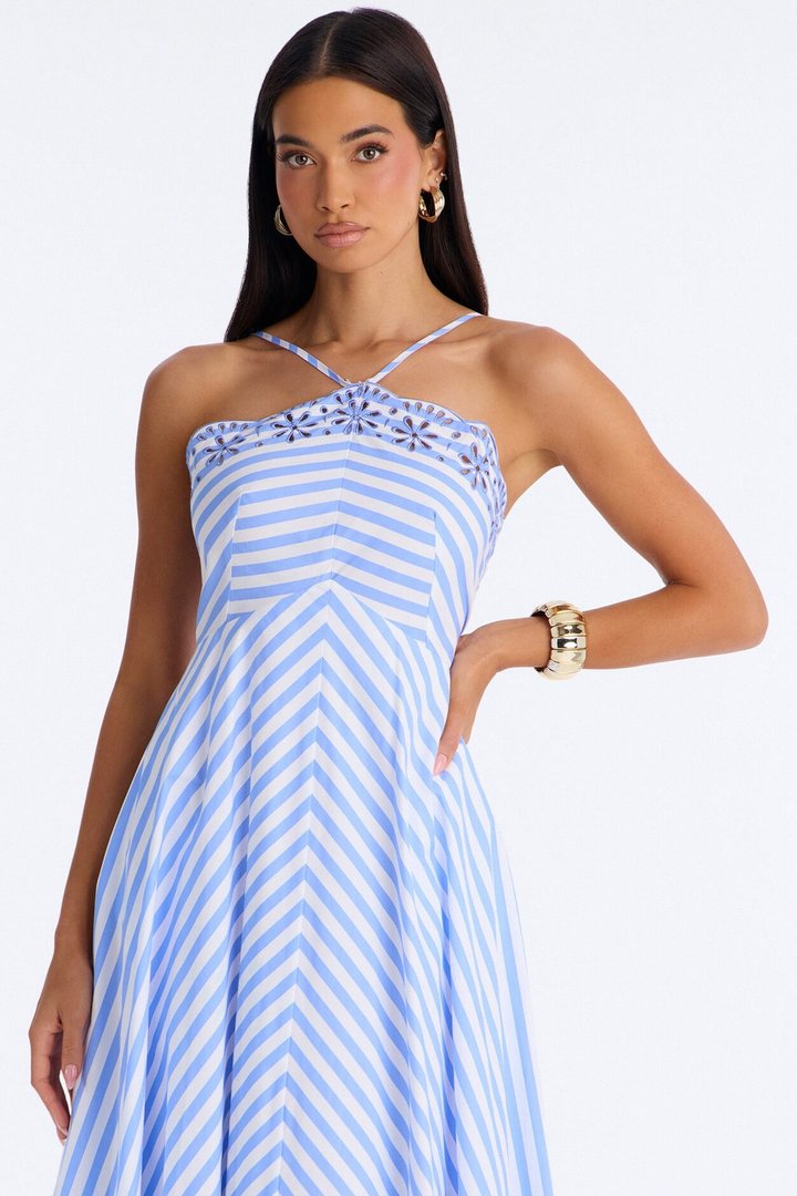 Soft Sunshine Poplin Maxi Dress - Blue/combo