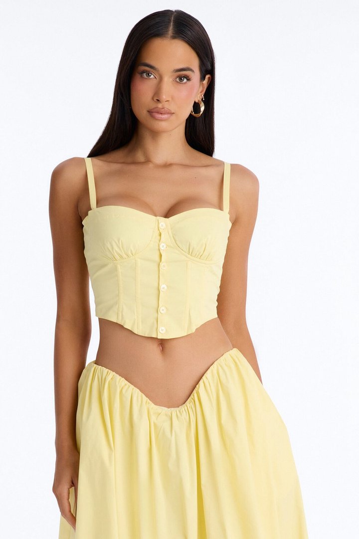 Sunshine Poplin Midi Skirt Set - Yellow