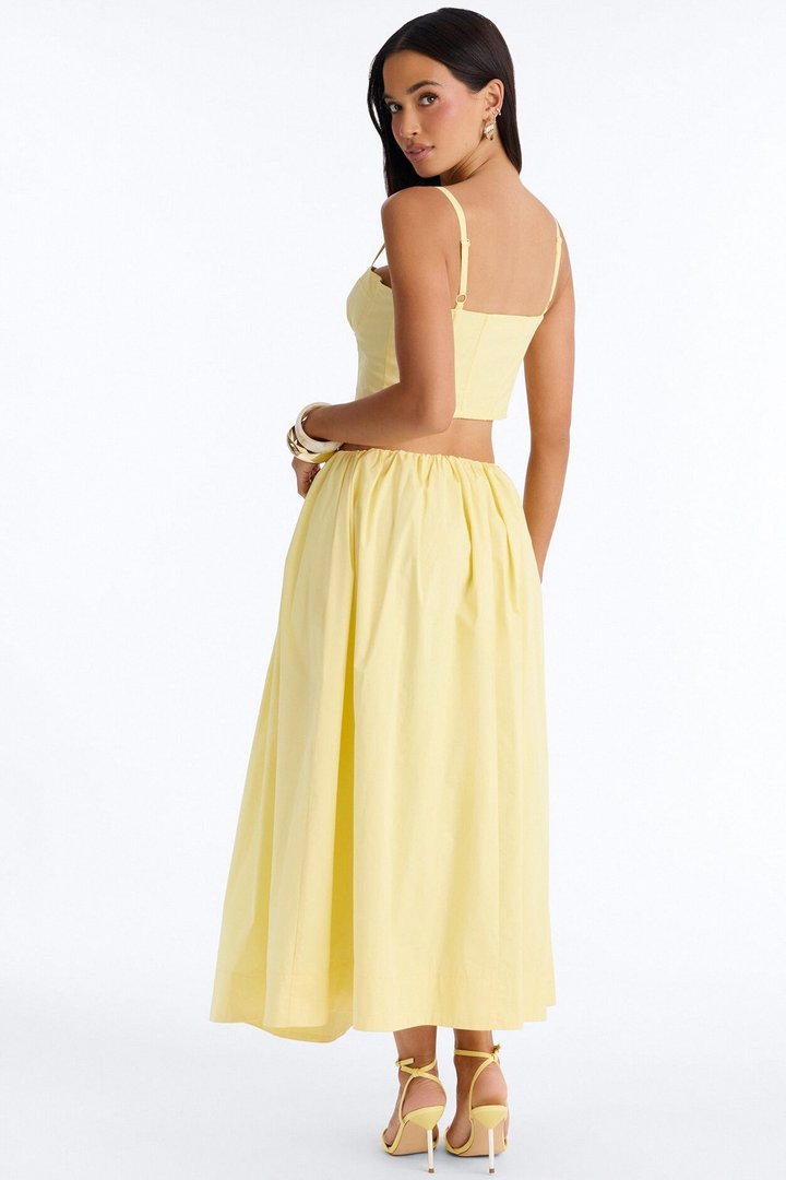 Sunshine Poplin Midi Skirt Set - Yellow