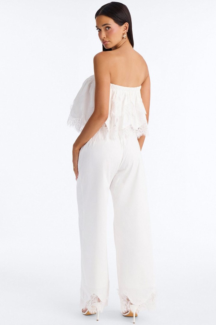 Noelle Poplin Lace Pant Set - White