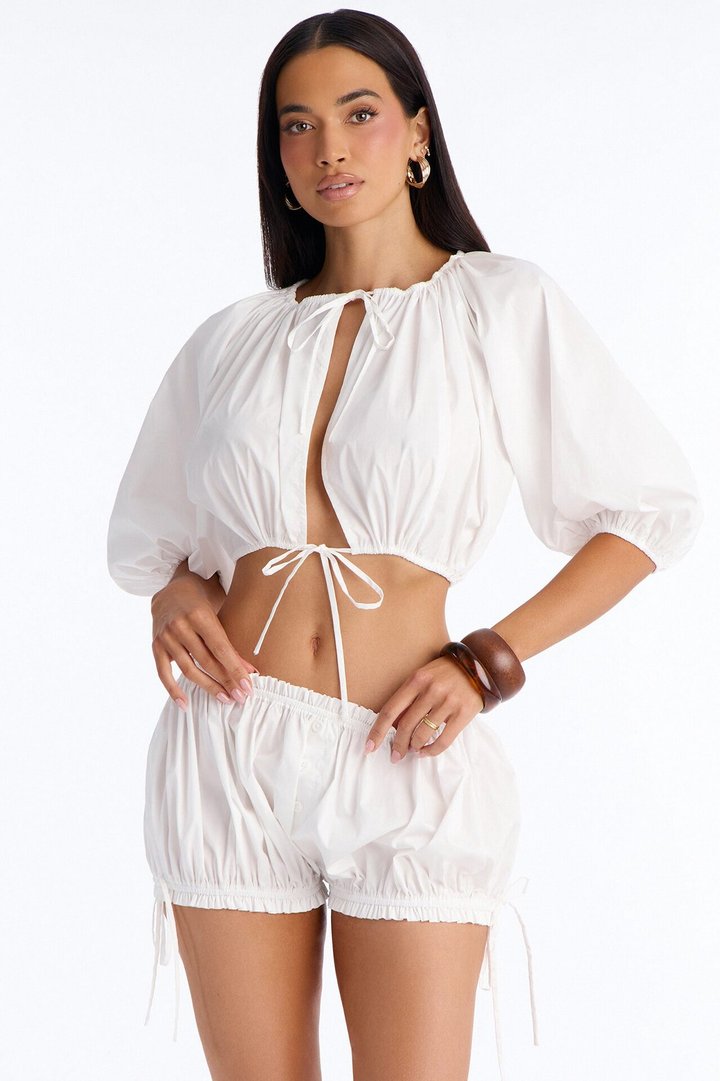 Sunshine Poplin Mini Short Set - White