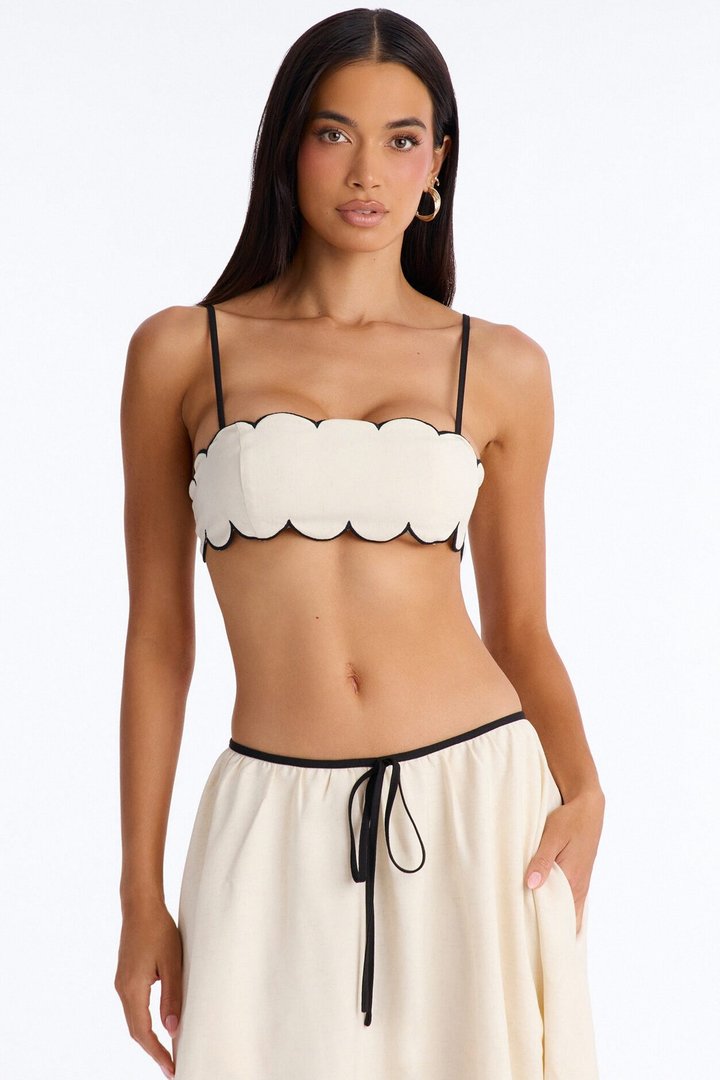 Sloane Linen Midi Skirt Set - Off White/combo