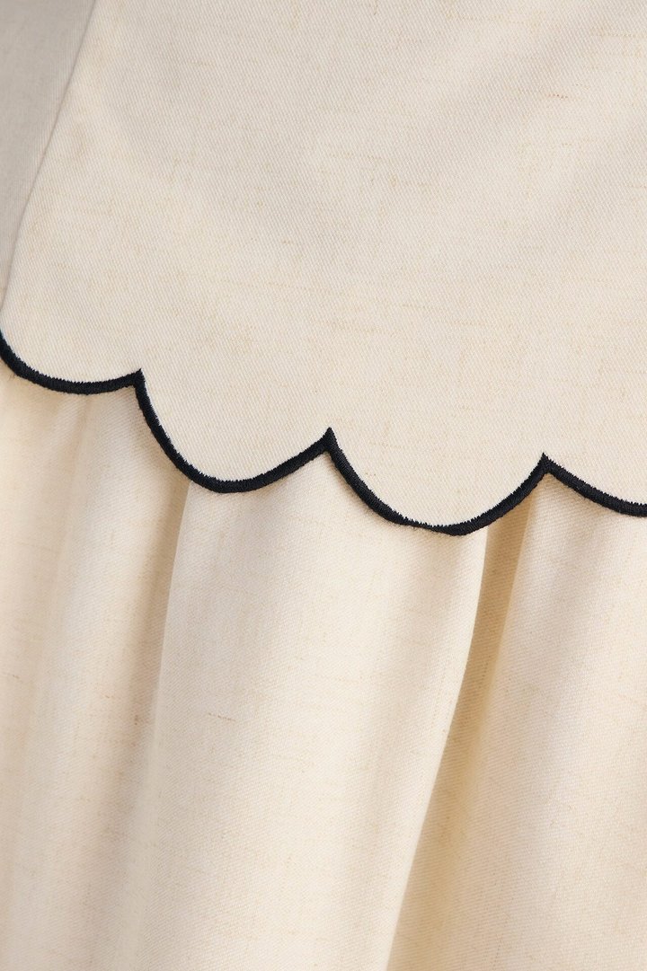 Sloane Linen Midi Dress - Off White/combo