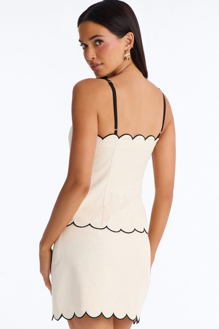 Sloane Linen Skirt Set - Off White/combo