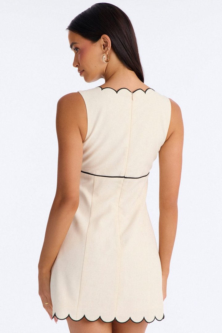 Sloane Linen Mini Dress - Off White/combo