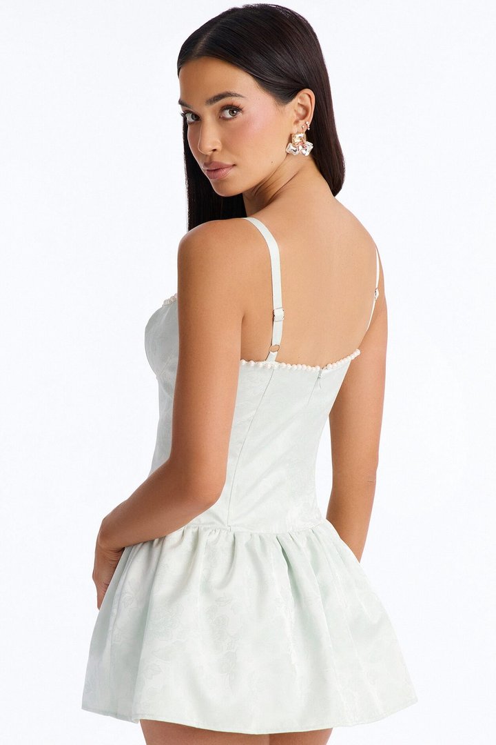 Breezy Floral Jacquard Mini Dress - Mint