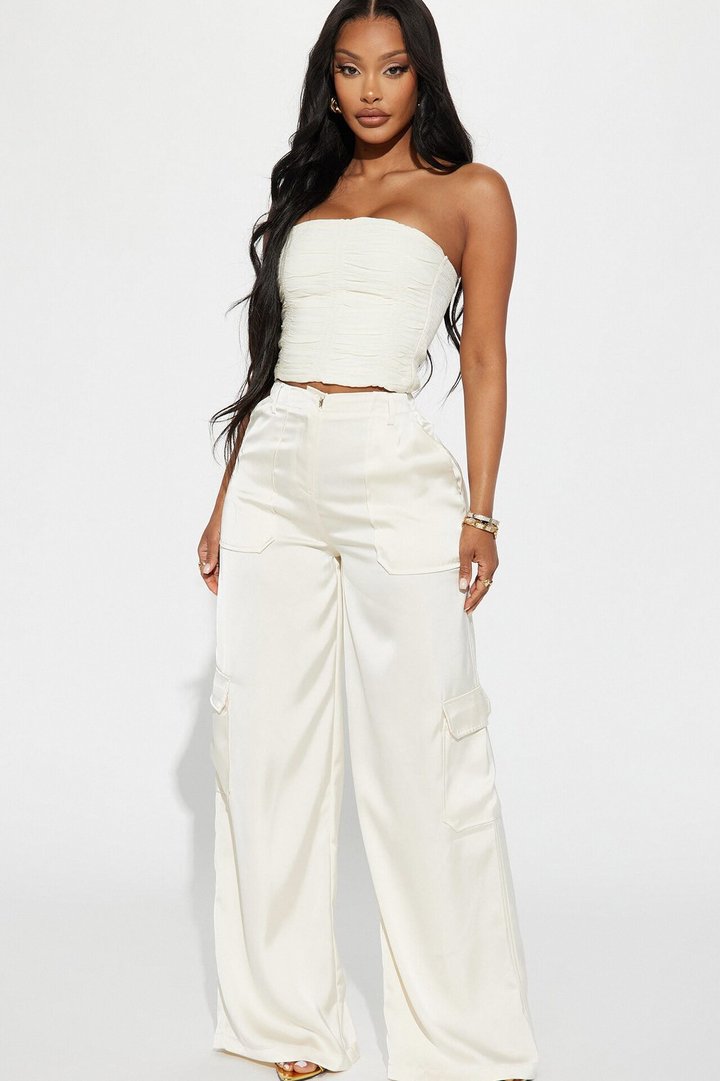 Pretty Girl Satin Cargo Pant - Ivory