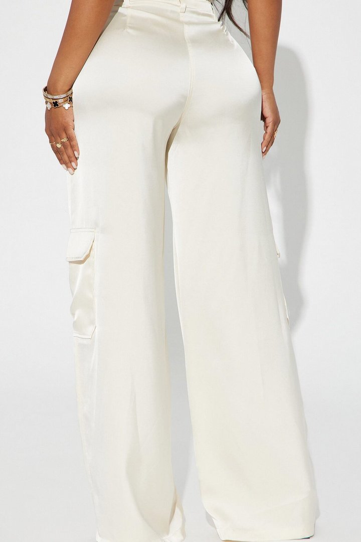 Pretty Girl Satin Cargo Pant - Ivory