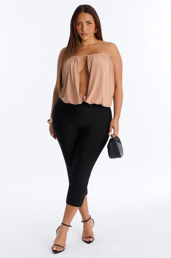 Villa Queen Loose Ruched Tube Top - Taupe