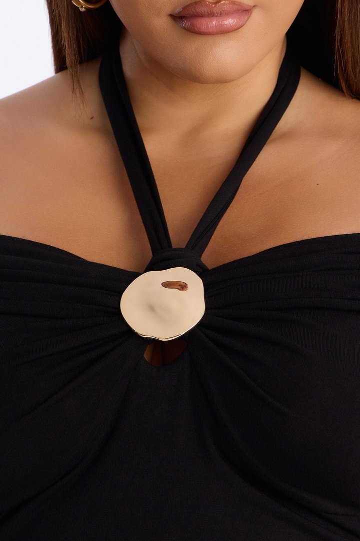 Mykonos Muse Off Shoulder Hardware Top - Black