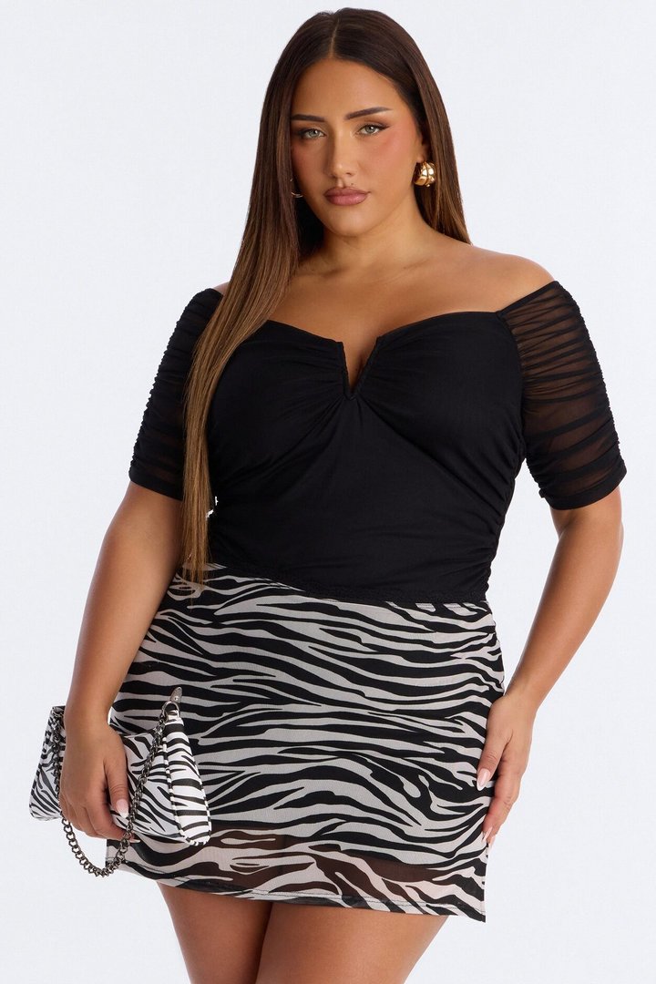The Finer Things Mesh Short Sleeve Bodysuit - Black