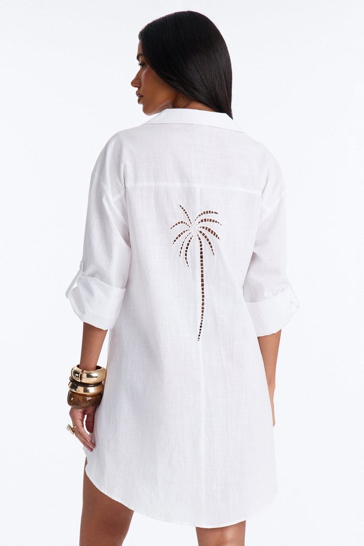 Georgy Swim Button Up Cover Up Dress - White