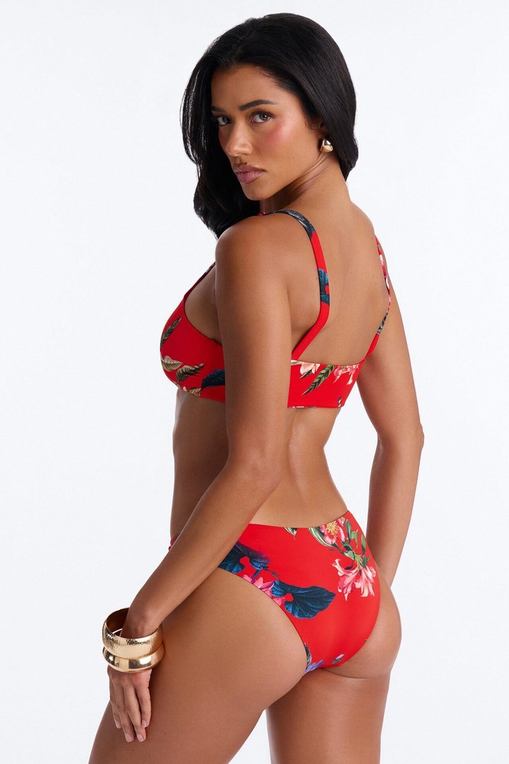 Ocean Rendezvous 2 Piece Floral Bralette Bikini Set - Red/combo
