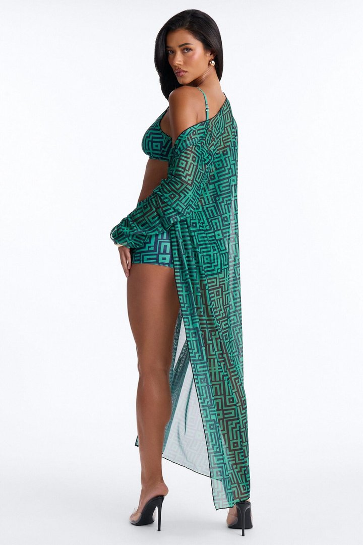 Checking You Out Bikini And Coverup Set - Green/combo