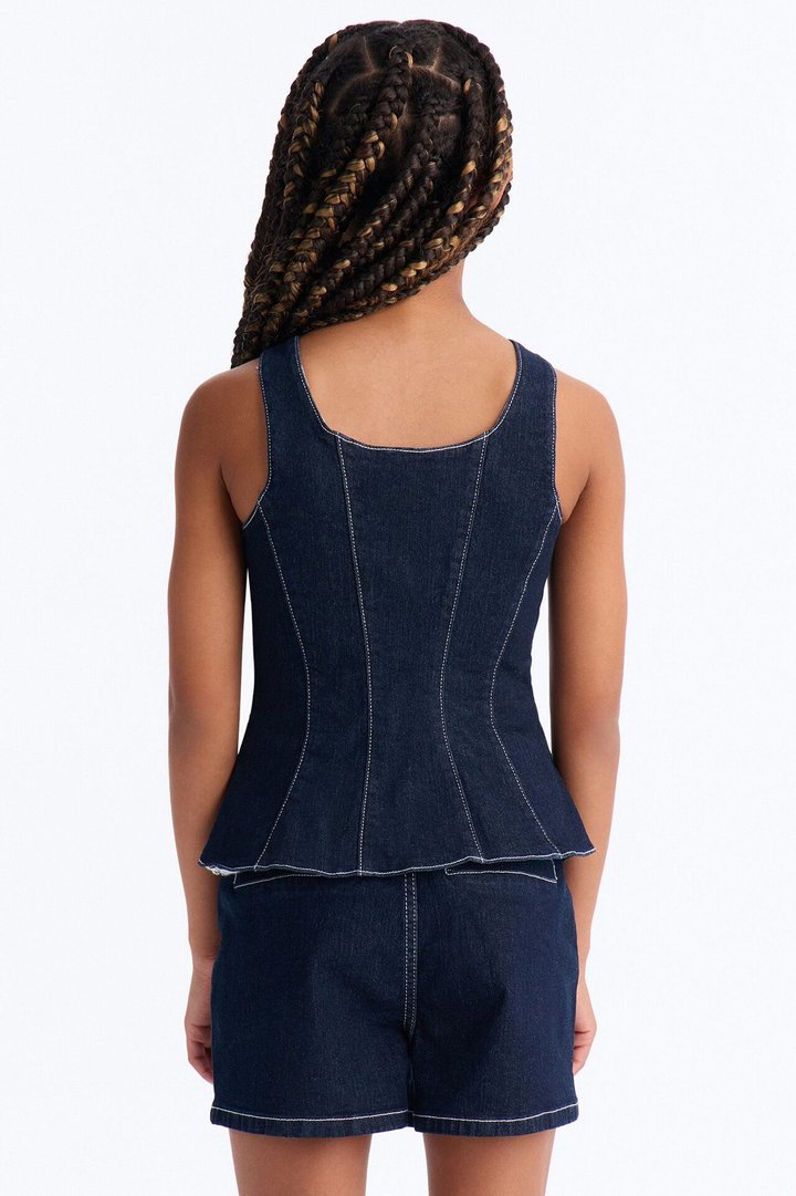 Mini Ava Denim Short Set - Dark Wash