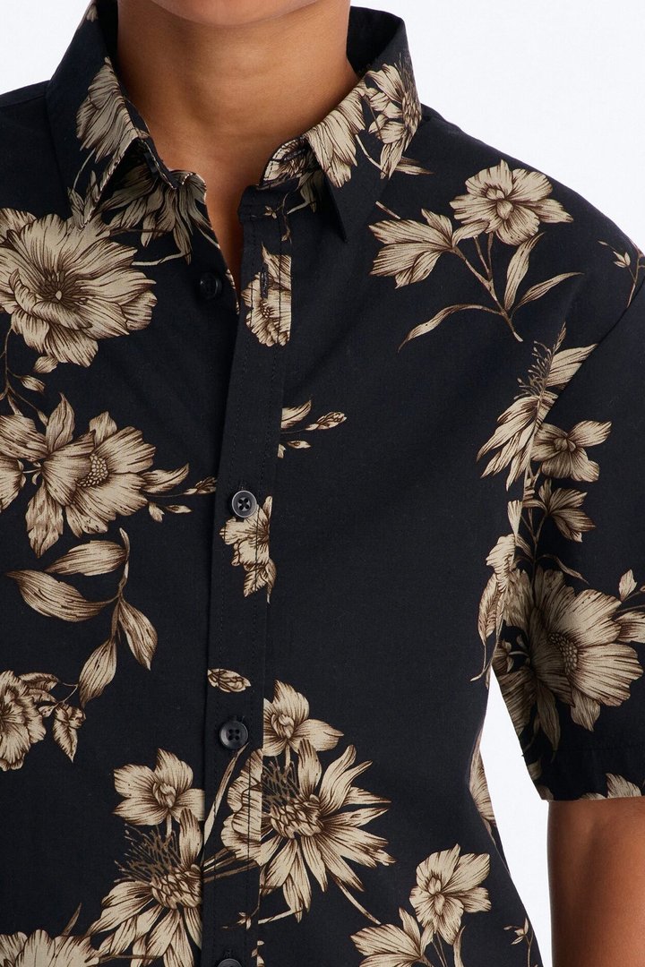 Mini I'm Optimistic Button Down Shirt - Black