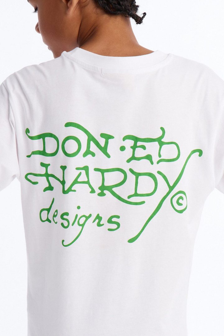 Mini Ed Hardy Determination Front/Back Short Sleeve Tee - White