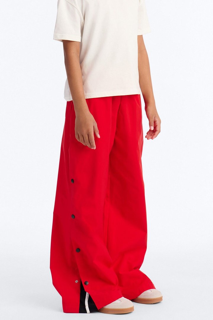 Mini Jennie Snap Button Track Pant - Red/White