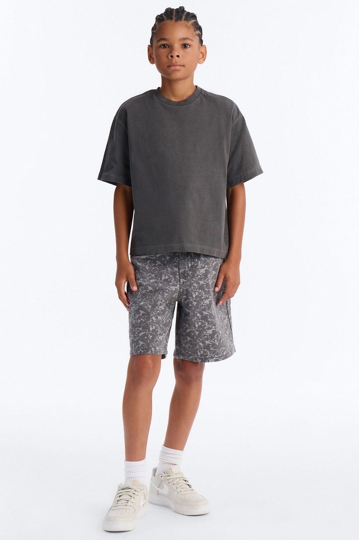 Mini Baggy Urban Jacquard Denim Short - Grey