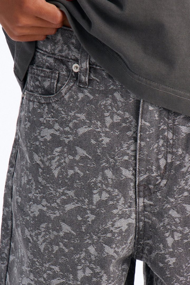 Mini Baggy Urban Jacquard Denim Short - Grey