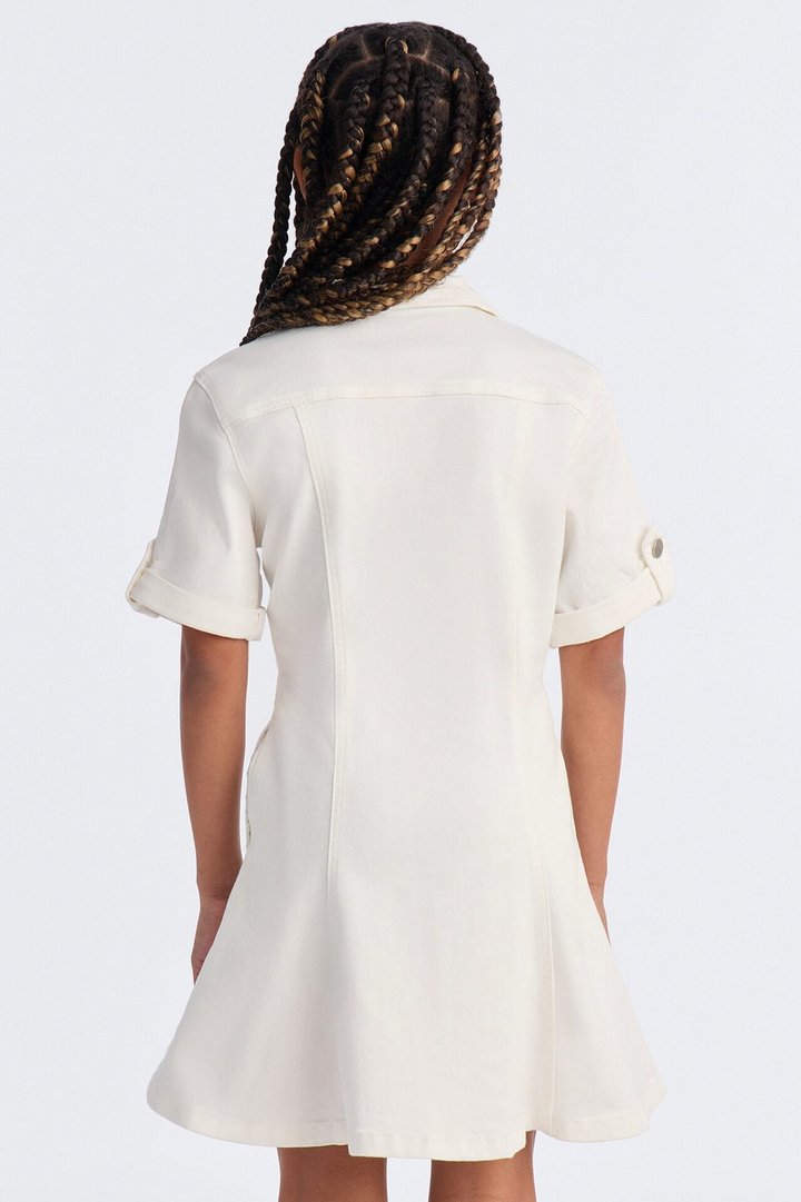 Mini Raven Stretch Denim Dress - White Wash