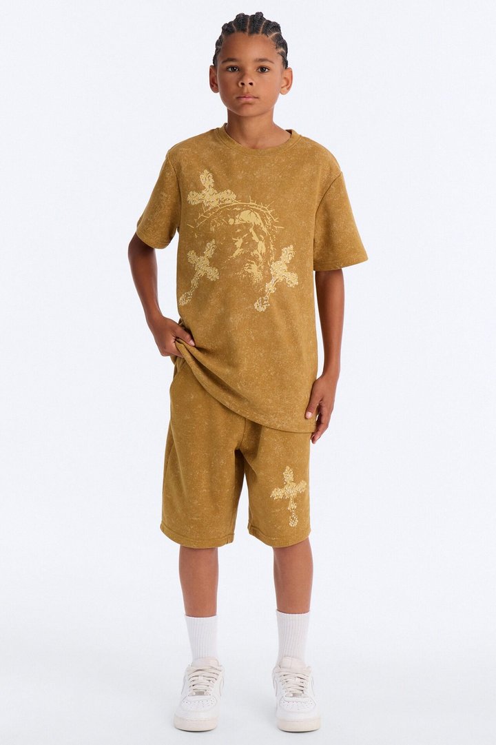 Mini All About My Faith Mineral Wash Short Set - Mocha