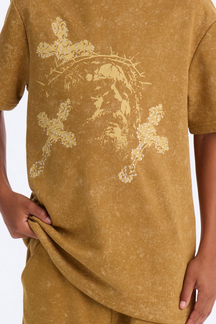 Mini All About My Faith Mineral Wash Short Set - Mocha
