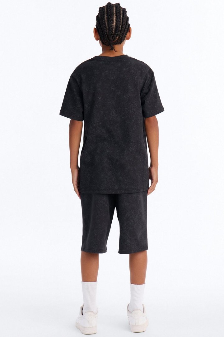 Mini Trust No One Mineral Wash Short Set - Black Wash