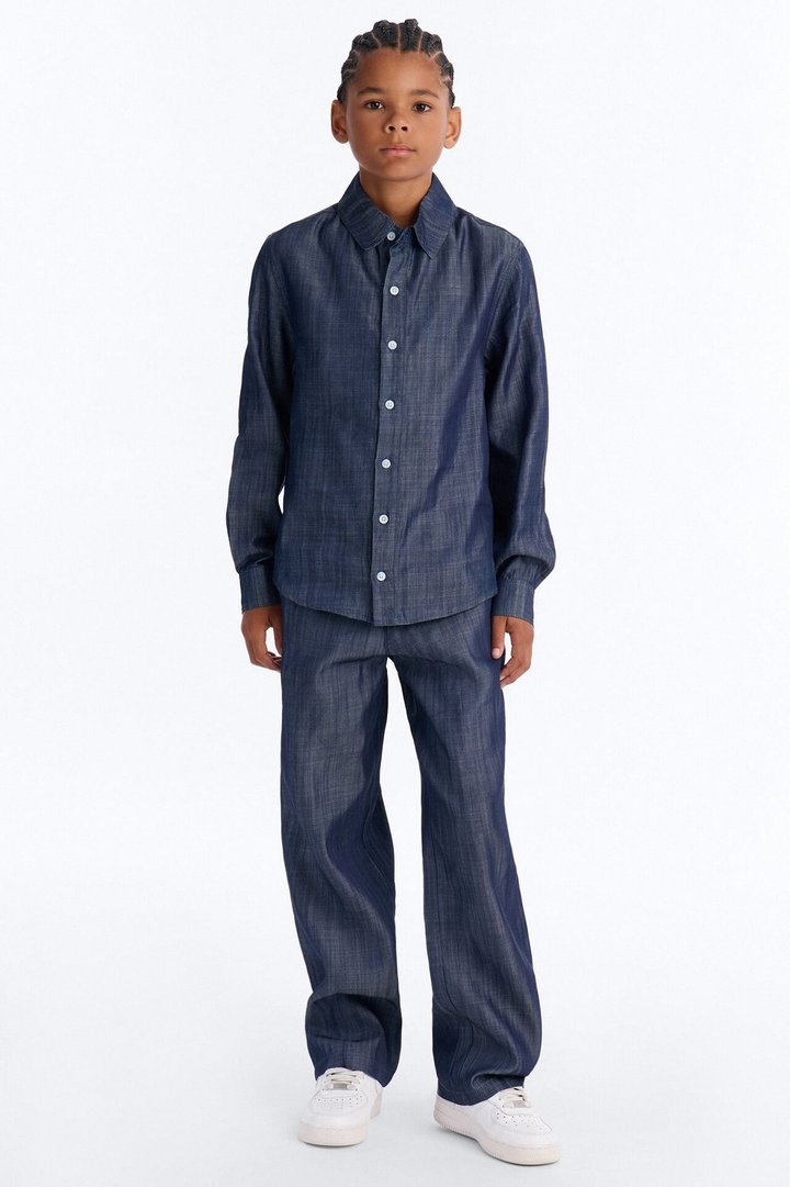 Mini Mercer Gates Relaxed Button Up Shirt - Indigo