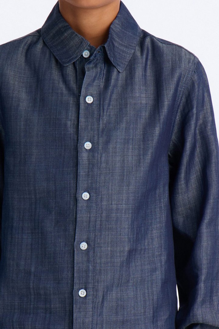 Mini Mercer Gates Relaxed Button Up Shirt - Indigo