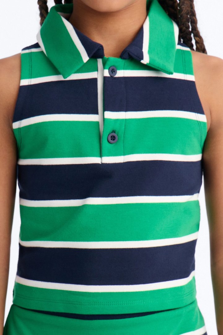 Mini Lindsay Sleeveless Striped Skirt Set - Kelly Green