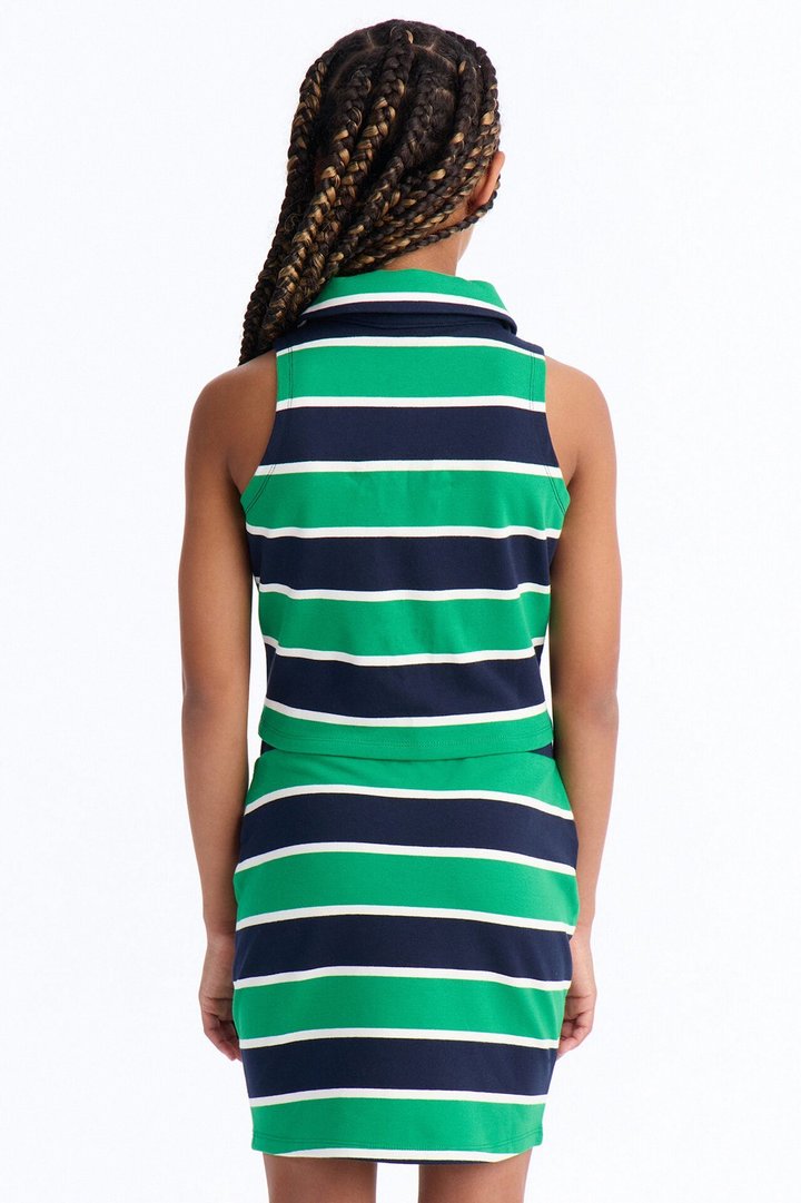 Mini Lindsay Sleeveless Striped Skirt Set - Kelly Green