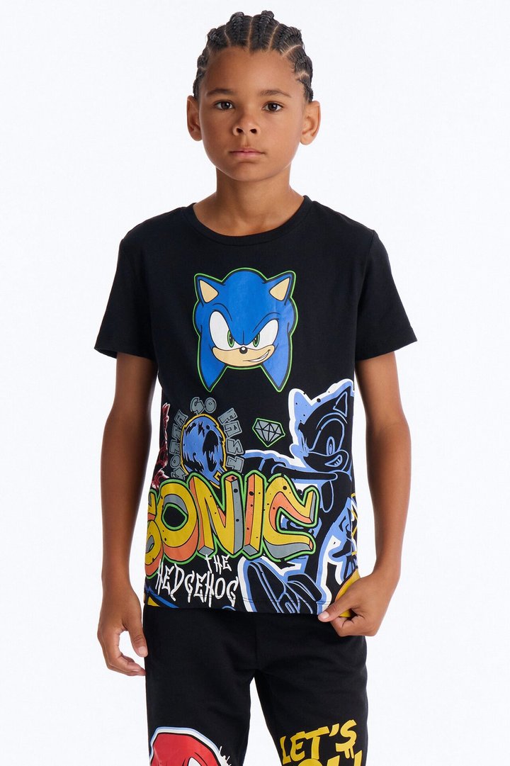 Mini Sonic And Friends Let's Roll Fleece Jogger Pant Set - Black