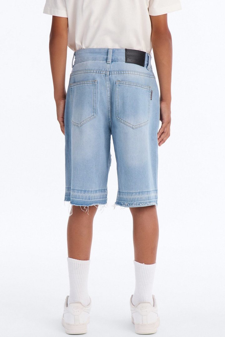 Mini Keep It Simple Cargo Denim Shorts - Ice Blue